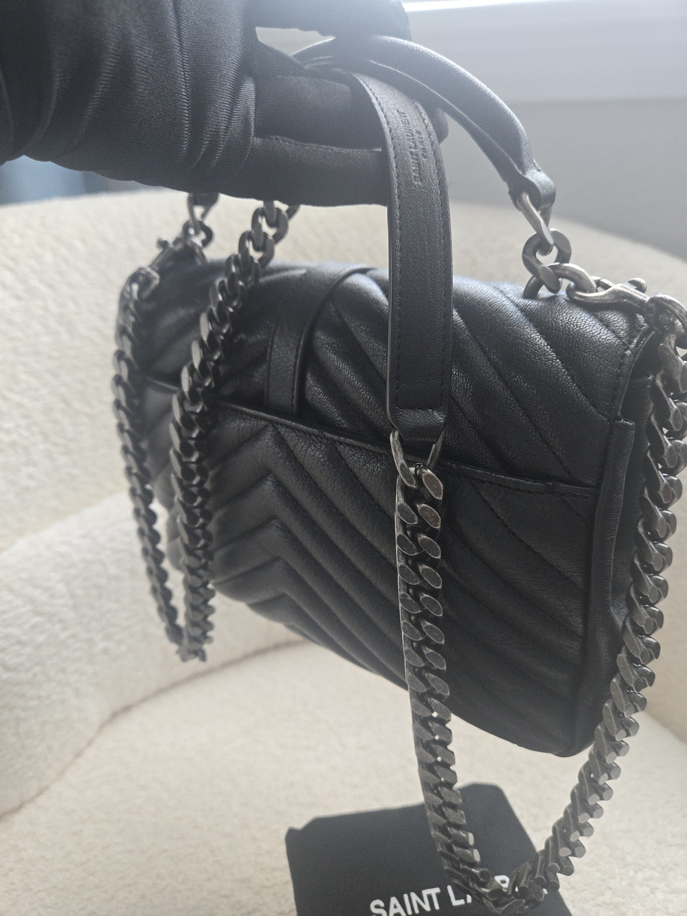SAINT LAURENT YSL COLLEGE Bag – Black Quilted Leather 🖤 - Picture 3 of 17